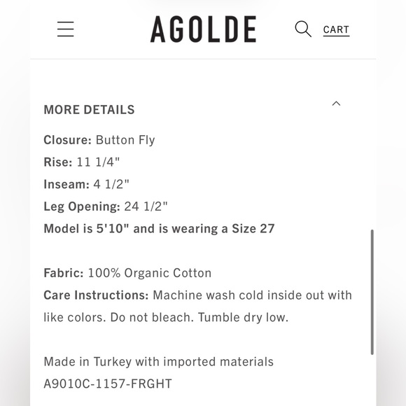 AGOLDE Parker Long Short in Black NWT Sz 25 - Picture 6 of 12